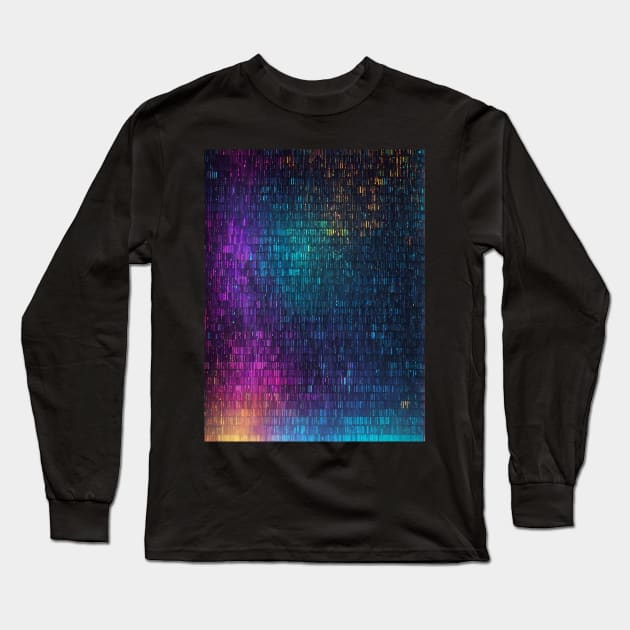 colorful binary code Long Sleeve T-Shirt by Anik Arts